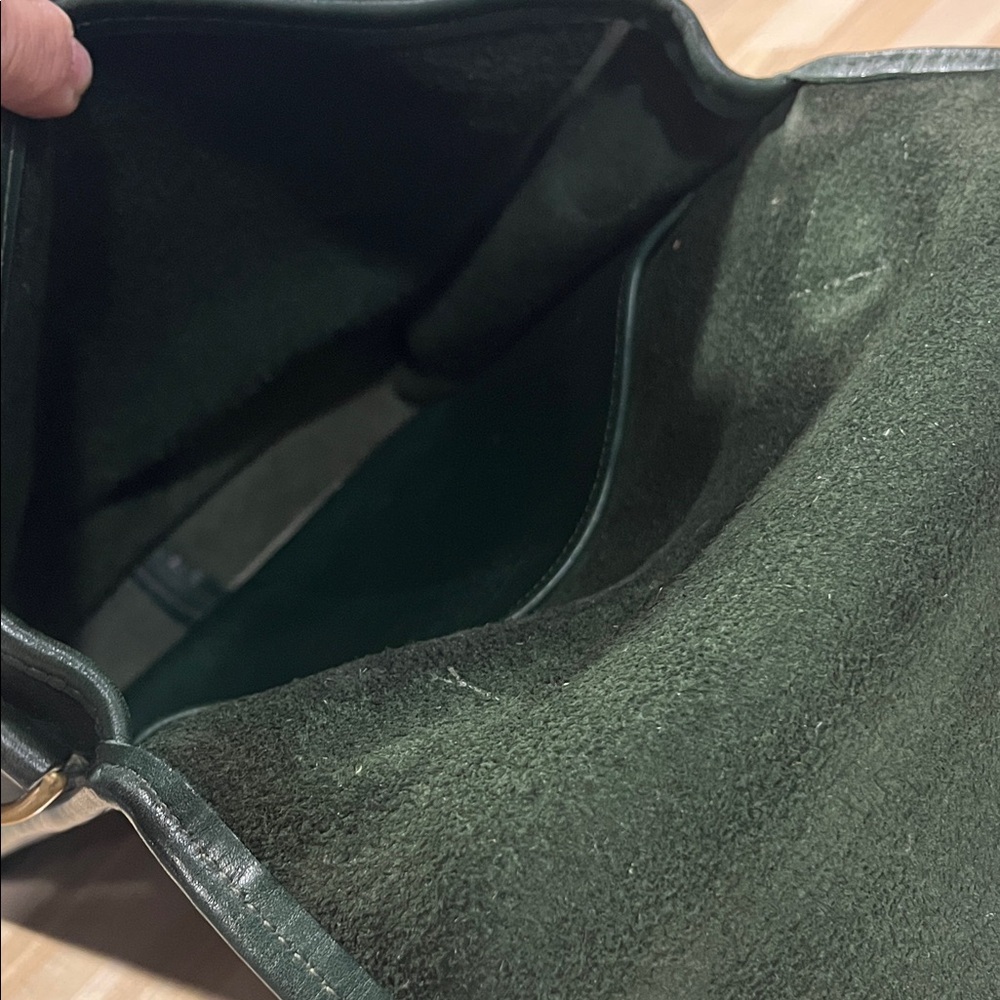 Vintage station bag emerald green Elegant Green Leather Bag leather gold hard - Picture 13 of 14